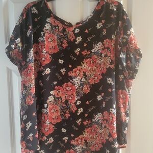 Maurices Black and Red Floral Blouse